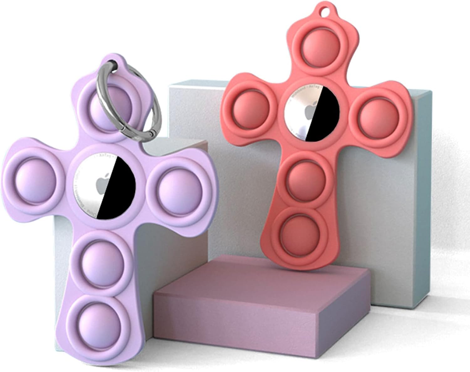 2 pack compatible for apple airtag holder airtag case multipurpose pop it fidget toy airtags keychain air tag holder tracker cover airtag key ri