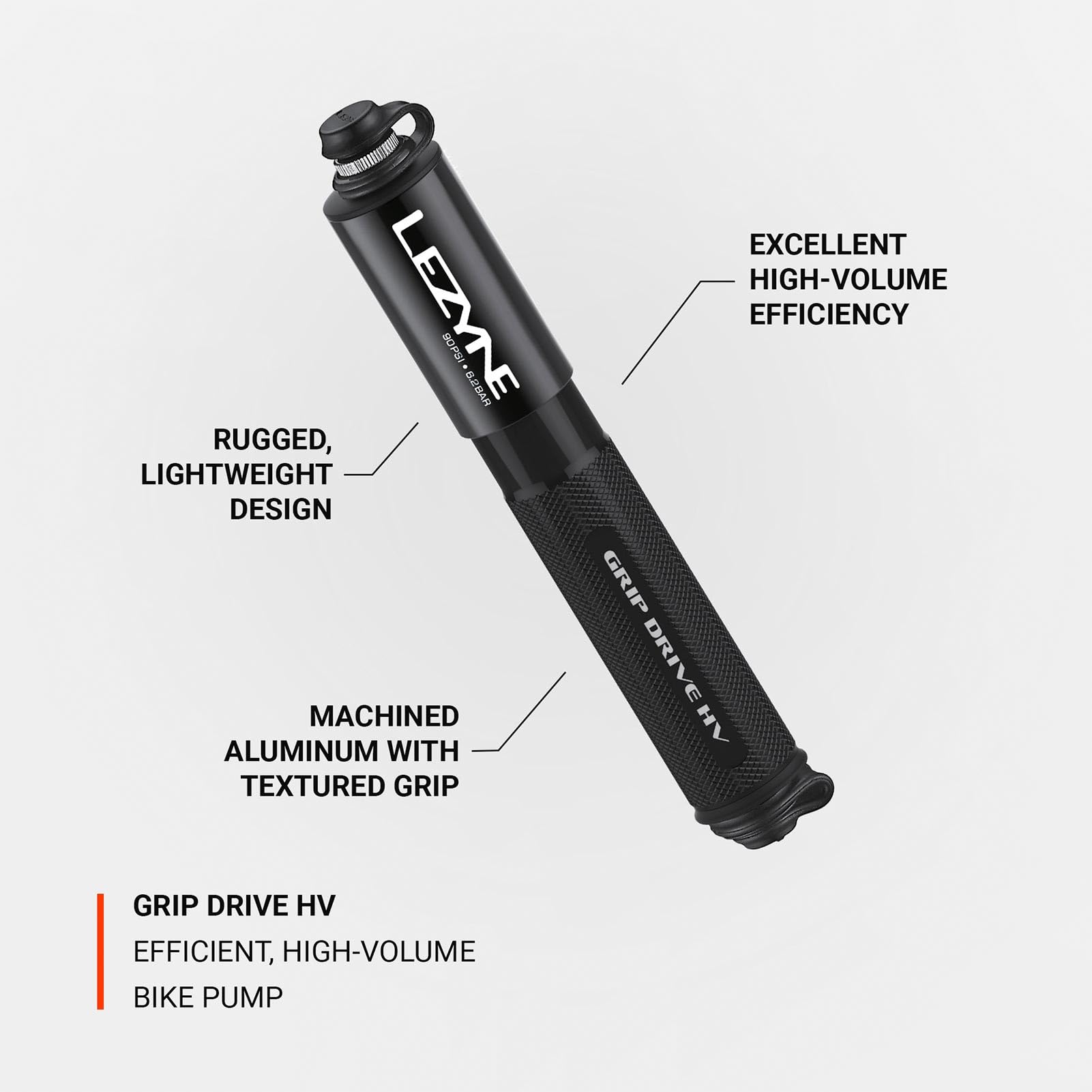 Amazon.com : LEZYNE Grip Drive HV High Volume Bike Hand Pump | 90