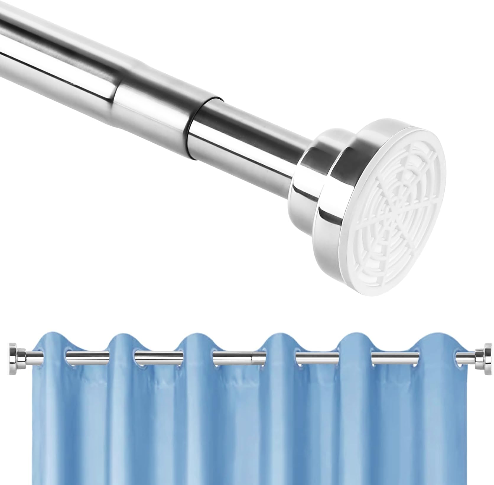 Feybey Extendable Curtain Tension Rod 105190cm, Stainless Steel Telescopic Net Voile Shower