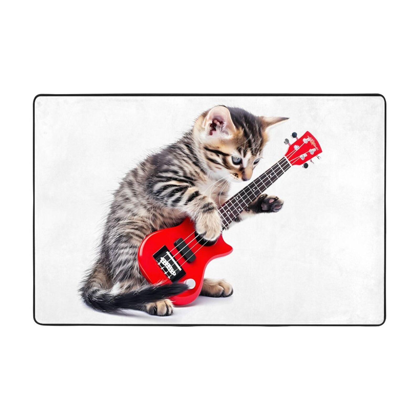 WZYWHJ Cat Playing Guitar Printing Anti-Slip Floor mat Carpet Rug 72