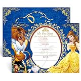 20 Beauty and Beast Party Invites Invitations Princess Theme Gift Cards Party Supplies with Envelope