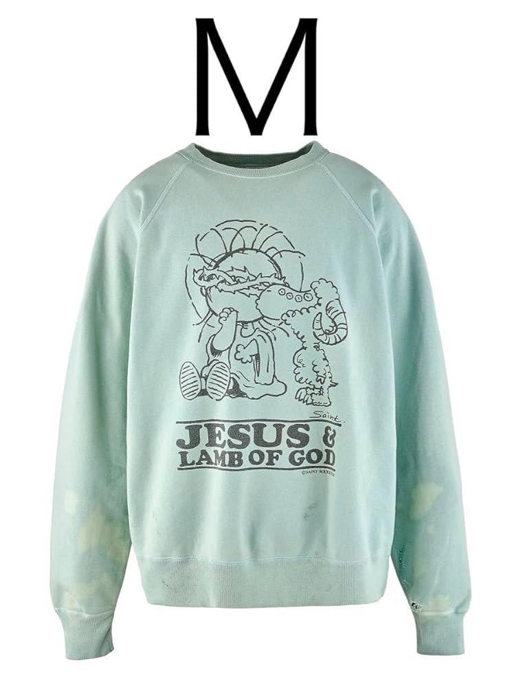 【美品】SAINT MICHAEL ジーザス スウェット トレーナー ブルー　Ｌ Amazon.co.jp: Mセントマイケルジーザス スウェット23AW