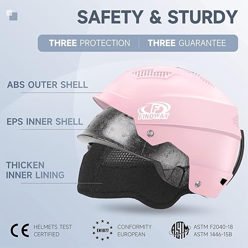Miniatura 4 de Findway Casco de esquí profesional, casco de snowboard compatible con gafas, forro extraíble y certificado de seguridad a prueba de golpes y ligero