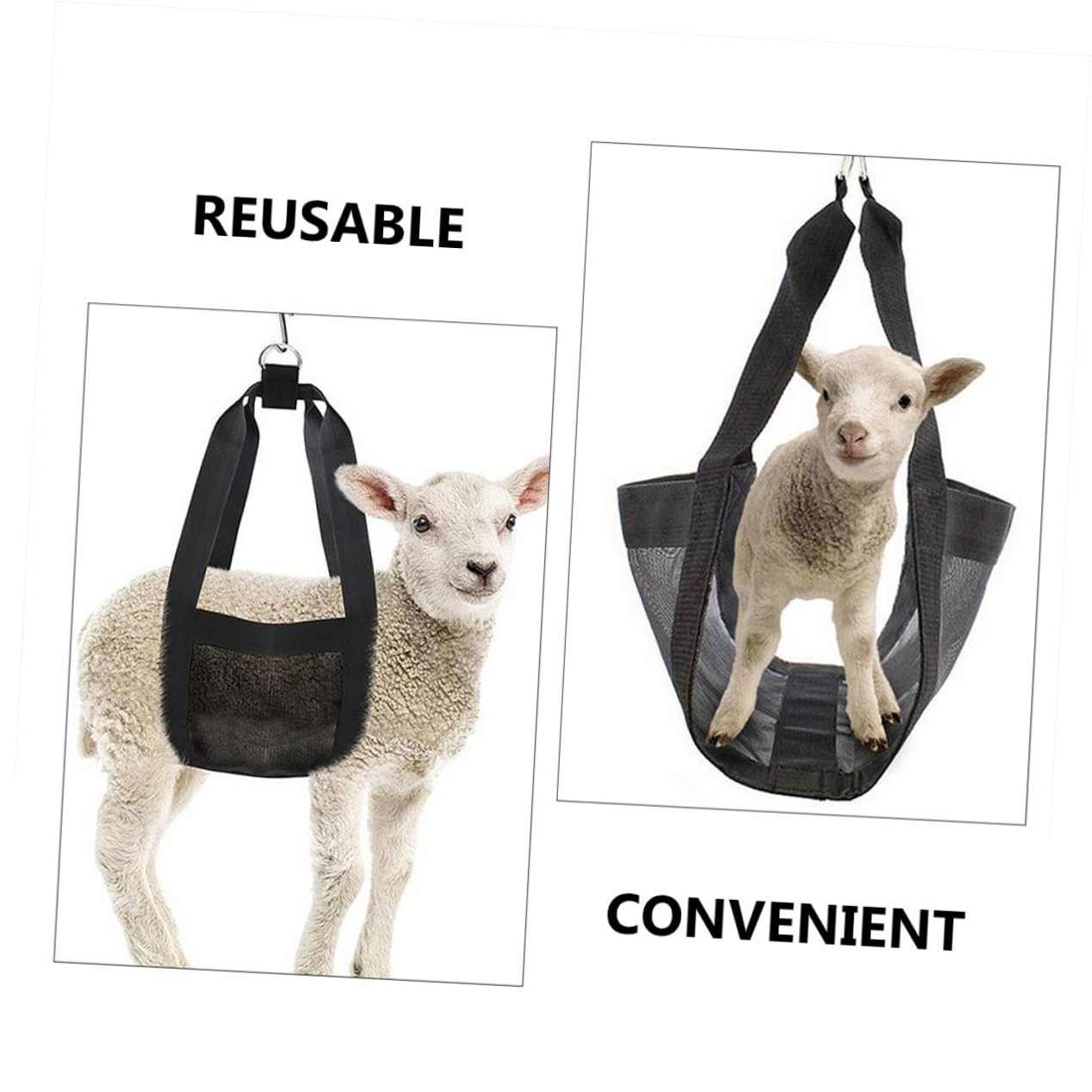 Imbracature in Nylon Nero per Pesare Piccoli Animali 2 Pezzi, Resistenti e Facili da Usare, Adatte per Agnelli e Vicuña in Fattoria