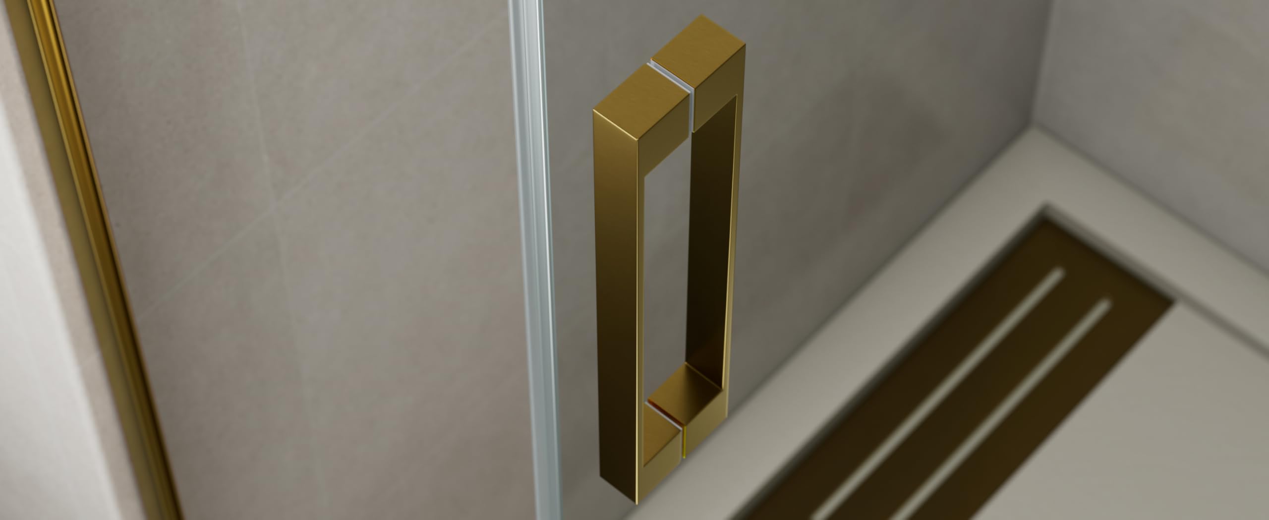 Mamparas para Ducha Frontal Fija y Corredera | Mampara de Cristal para Ducha 6 mm Antical Sin Perfil Inferior | Manpara para Baño Aluminio Premium – 160-165 cm - ORO
