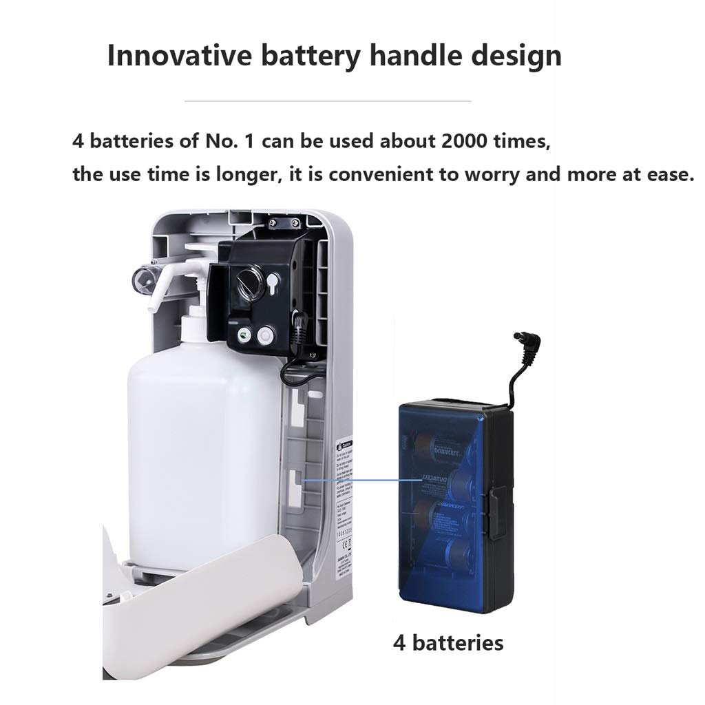 Handseifenspender Flüssigkeitsspender Seifenspender aus Lotionflasche, Infrarot-Sensor automatischer Kunststoff Touchless Automatische, intelligente Induktion Foam for Badezimmer Küche Nachfüllbare Lo