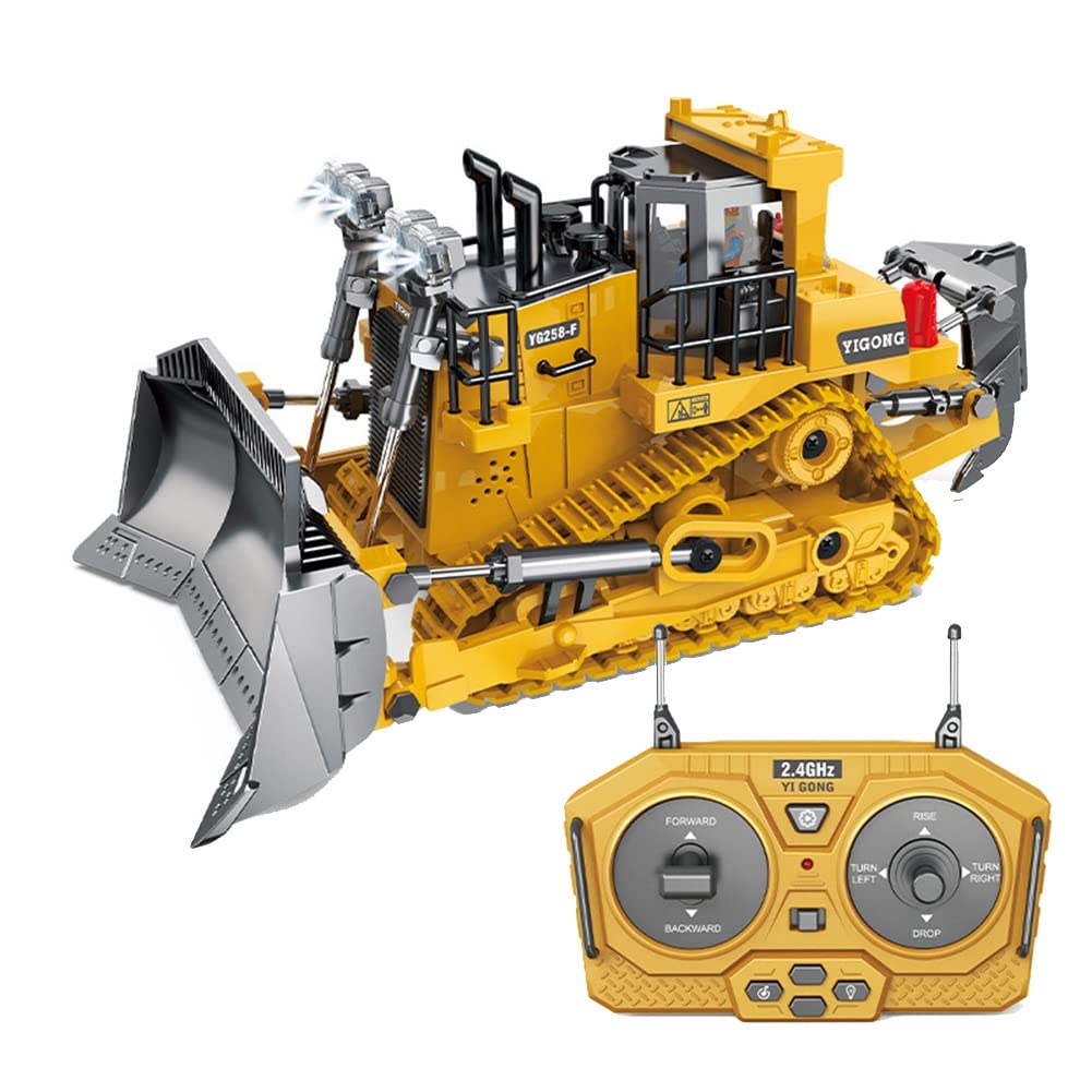 1:24 2.4GHz 9 Canaux TéLéCommande Tracteur Jouet Bulldozer RC Alliage D'Aluminium IngéNierie Tracteur pour Enfants Style B