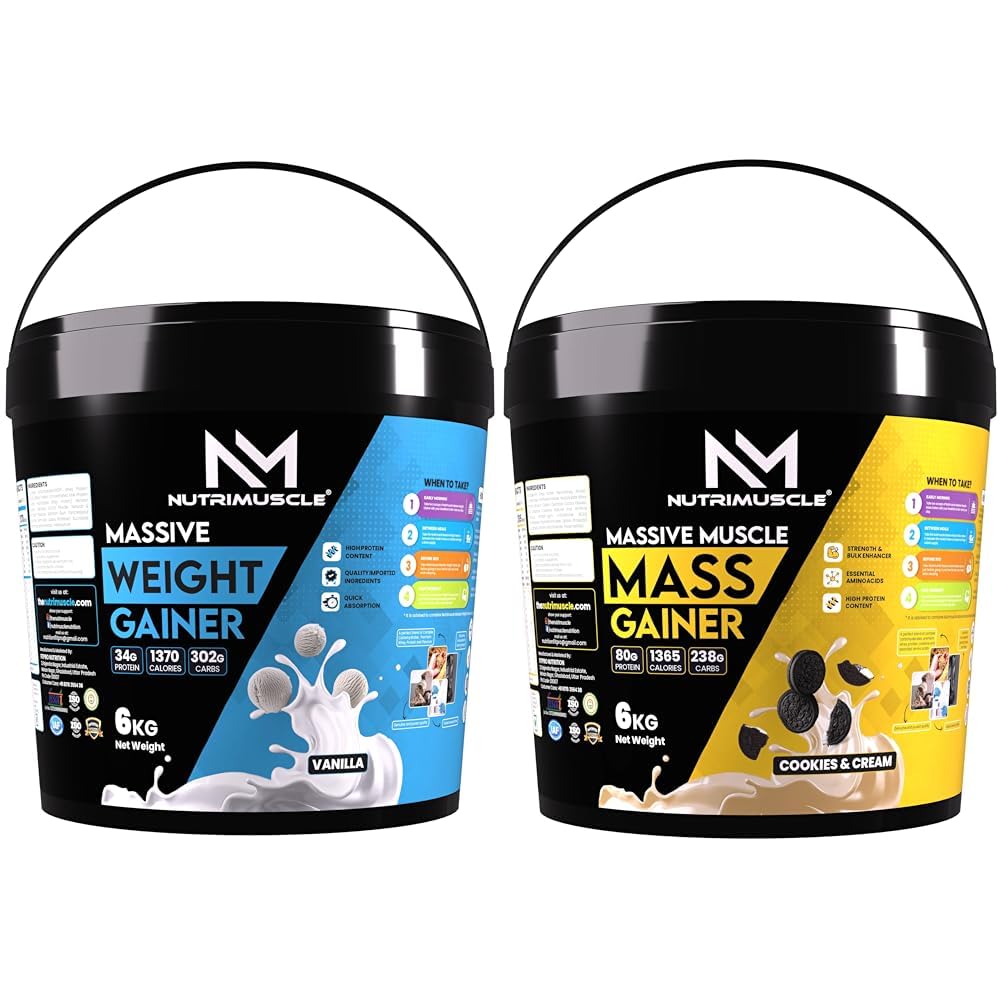 Nutrimuscle ® Massive Weight Gainer - 6 Kgs - Vanilla Flavour - For Weight & Mass Gain - Contains | Nutrimuscle Massive Muscle Mass Gainer - 6 Kgs - Cookies and Cream Flavour - For Muscle, Mass and-image-10