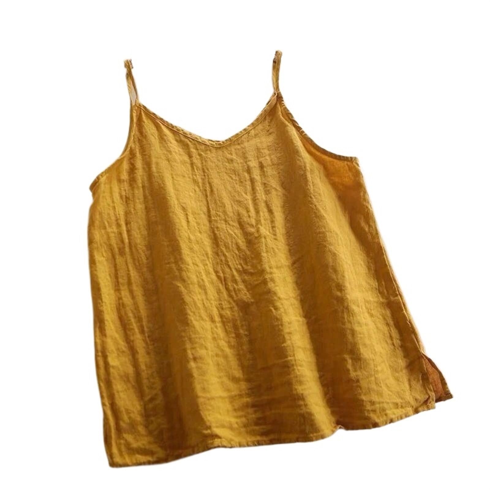 Camisola delgada y suelta para mujer, chaleco sin mangas con cuello en V, camiseta casual de verano, diseño simple a juego