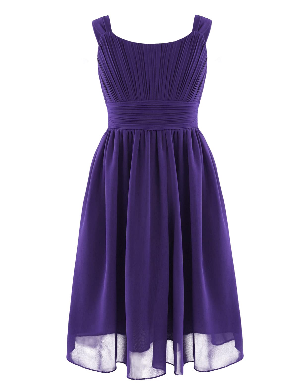 CHICTRY Kids Girls Pleated Waist Chiffon Wedding Bridesmaid Party Dance Prom Flower Dress Purple 11-12 Years