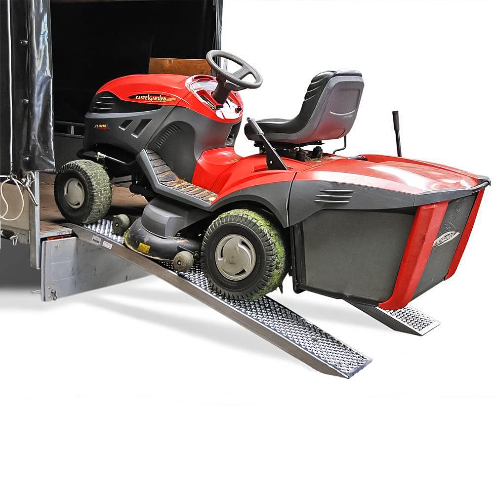 LZQ 2 rampas de acceso de acero galvanizado, 400 kg, 135 x 23 x 4,5 cm, superficie plateada, antideslizante, riel de carga, rampa de remolque para motocicleta, ATV quad, coche