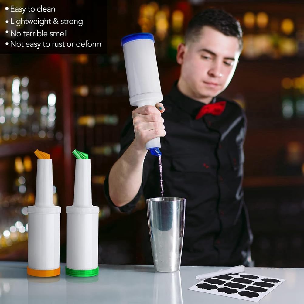 6 Pacchi Bottiglie di Versamento in Plastica con Beccuccio A Veicoli in Acciaio Inossidabile per Negozio di Liquori e Succo