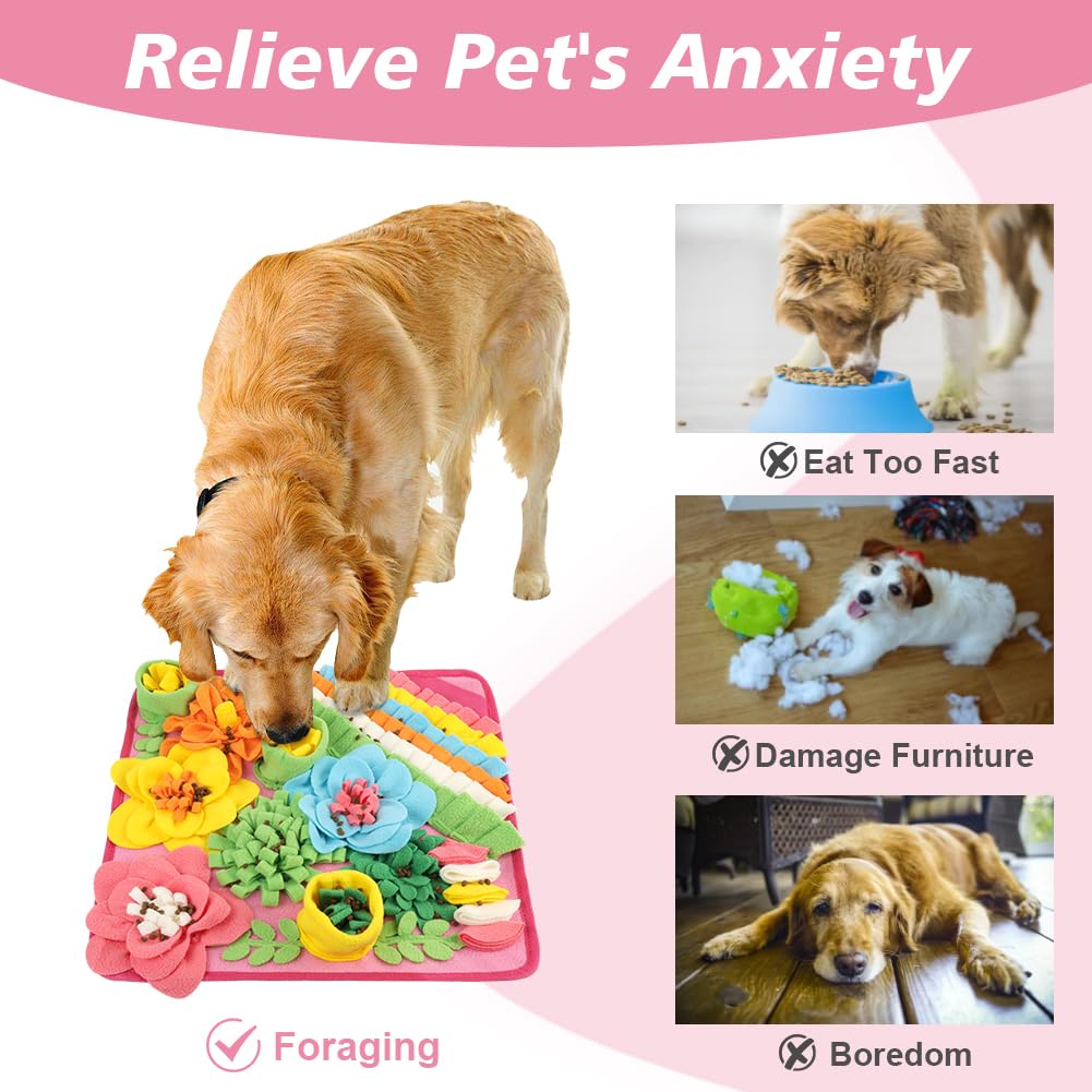 OSDUE Tappeto Olfattivo Cane, 39cm Foraggiamento Tappeto per Cani Addestramento Foraggiamento di Animali Lavabile Antiscivolo Tappetino Puzzle di Snuffle Giocattolo per Cani Attivazione Mentale Cane