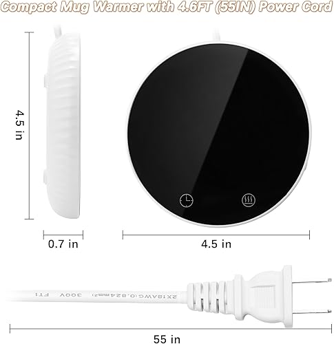 Miniatura 6 de Calentador de taza de café para escritorio, calentador de café eléctrico con apagado automático, 2 ajustes de temperatura, calentador inteligente de