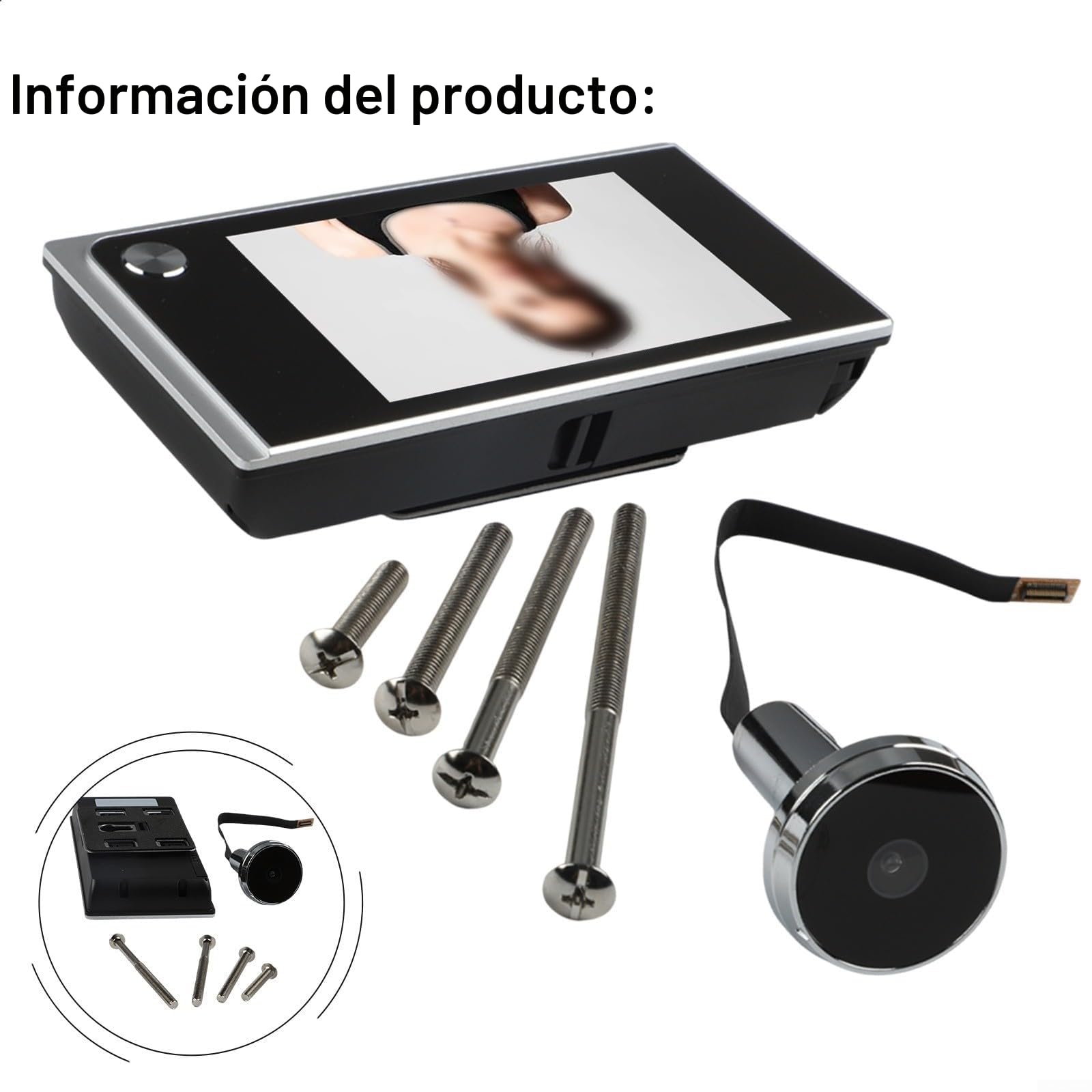 Cámara de mirilla digital para puerta, cámara de mirilla HD de 720P con pantalla LCD de 3,5 pulgadas, ángulo amplio de 120 grados - Monitor de seguridad electrónico para puerta color plateado