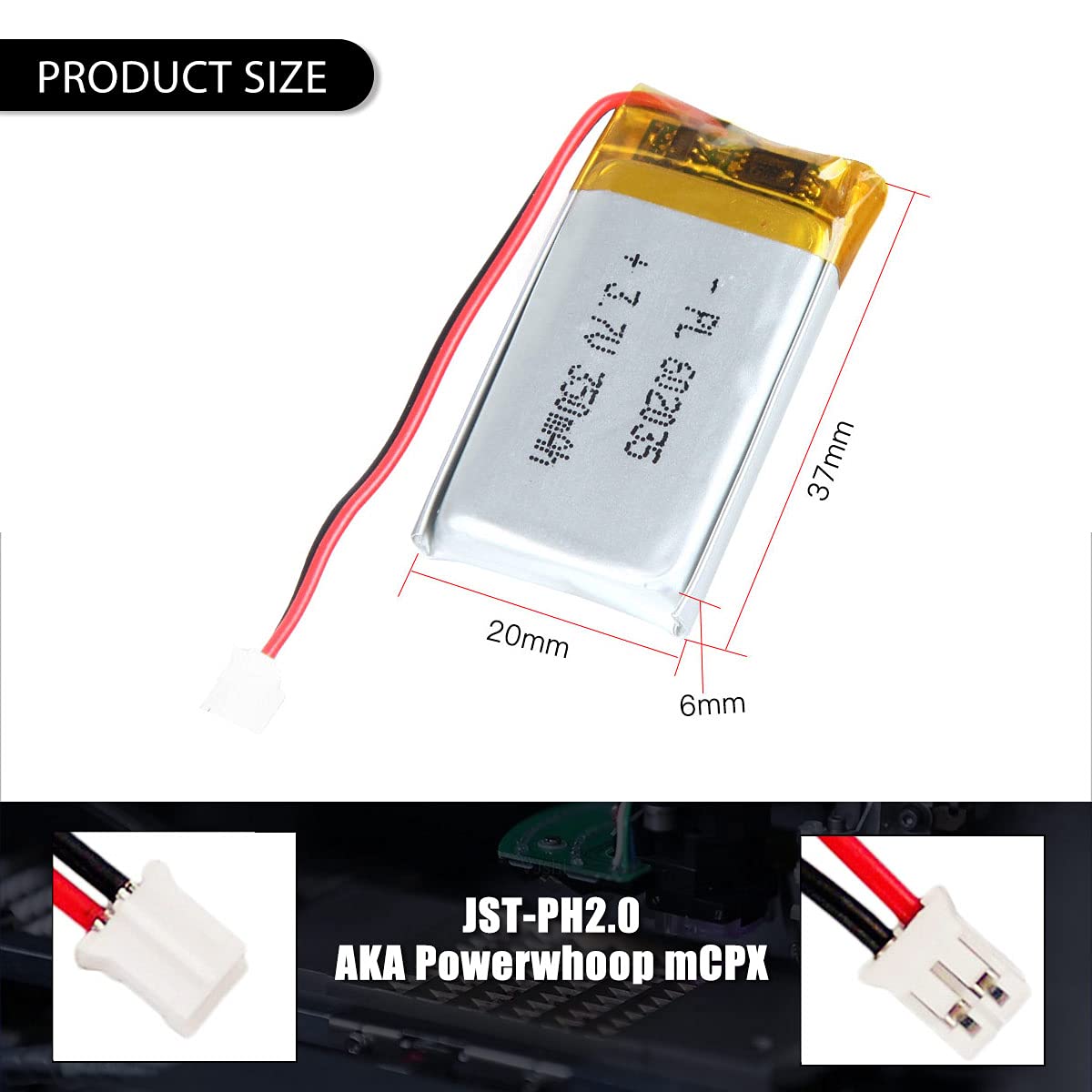 Amazon.com: YDL 3.7V 350mAh 602035 Lipo Battery Rechargeable  