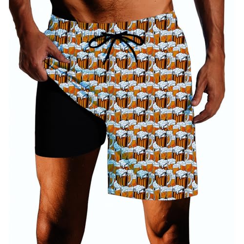 Fodyle Men's Swim Trunks Quick Dry 2 in 1 Beach Shorts...