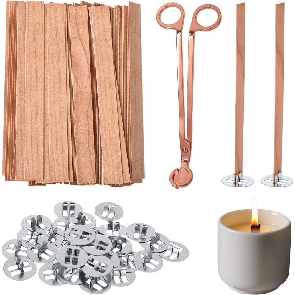 Supports pour mèches en bois de bougie avec coupe-mèche x200