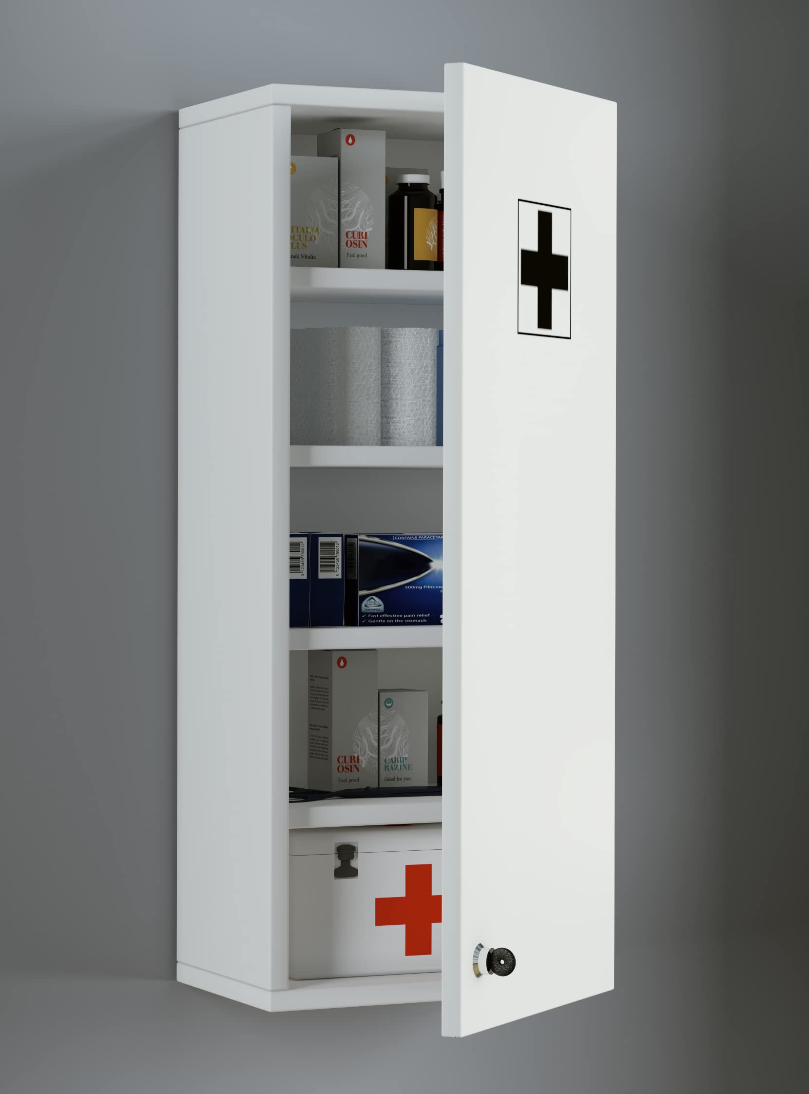VCM Armoire a Pharmacie Murale, Boite a Pharmacie Murale Blanc
