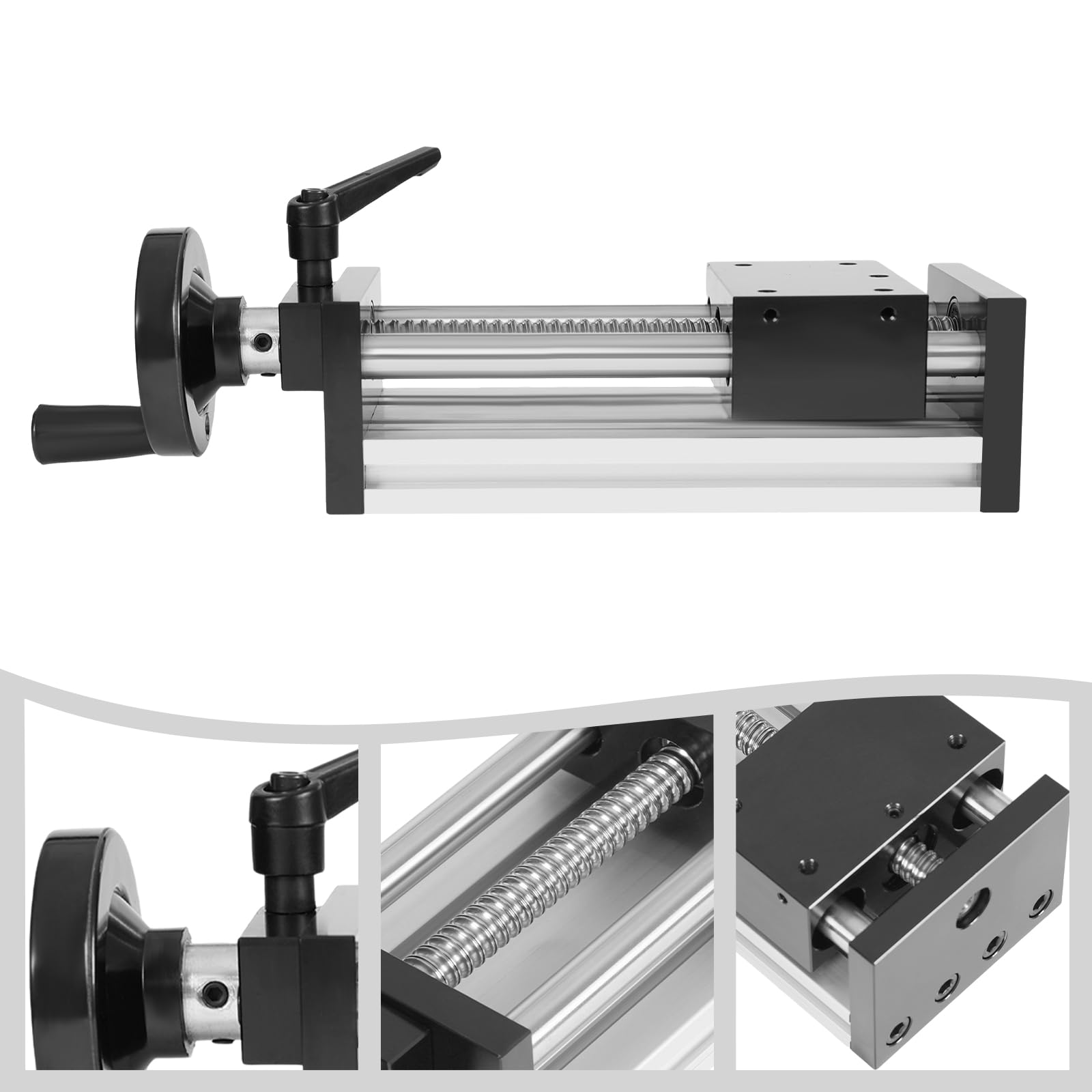 Actuador Lineal Manual de 100 mm con husillo de Bolas y riel Lineal, Eje óptico Doble, actuador Lineal Manual con Volante, Mesa Deslizante Manual para Equipos mecánicos