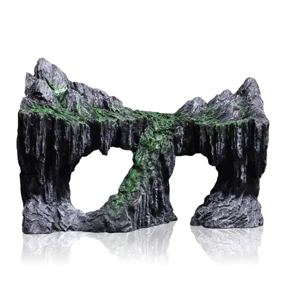Vjsujehgy Resin -Aquarium Decoration Fish Tank Simulated Rock Mountain Ornament Rocks Cave for Fish Rest Hide Play Breed,A