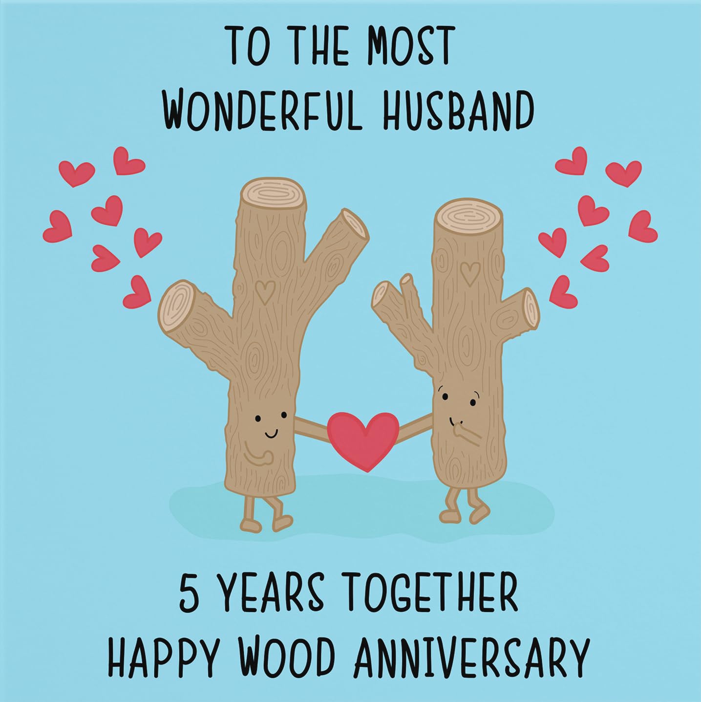 Hunts England, Husband 5th Anniversary Card, Fun Cute Anniversary Card, 5 Years Together, Happy Wood Anniversary - Image 2