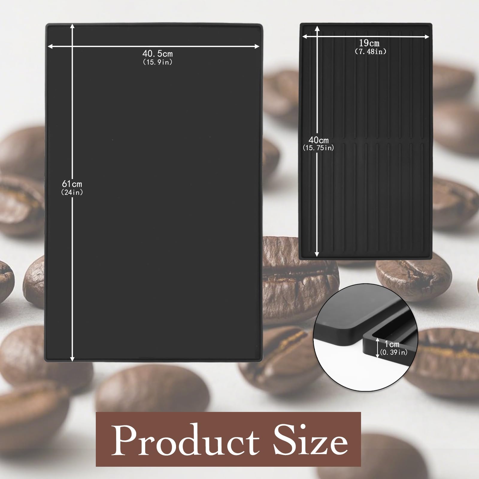 PUWOWYE Afdruipmat servies, 60 x 40 cm, onderlegger, koffiemachinemat, absorberende droogmat voor keuken, koffiezetapparaat, gootsteen en badkamer, donkergrijs