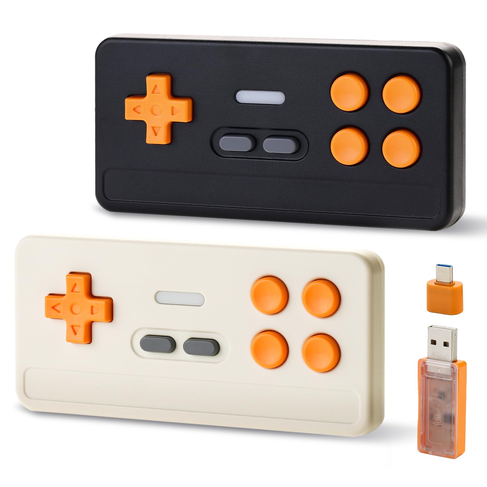 Wireless Controller Mini Controller for Retro Games - Vintage Gamepad with Hall Effect Sticks, 1000Hz Polling Rate | Plug & Play for PC ISO Android | 40H Battery, Custom Turbo, Original Vibration Specs