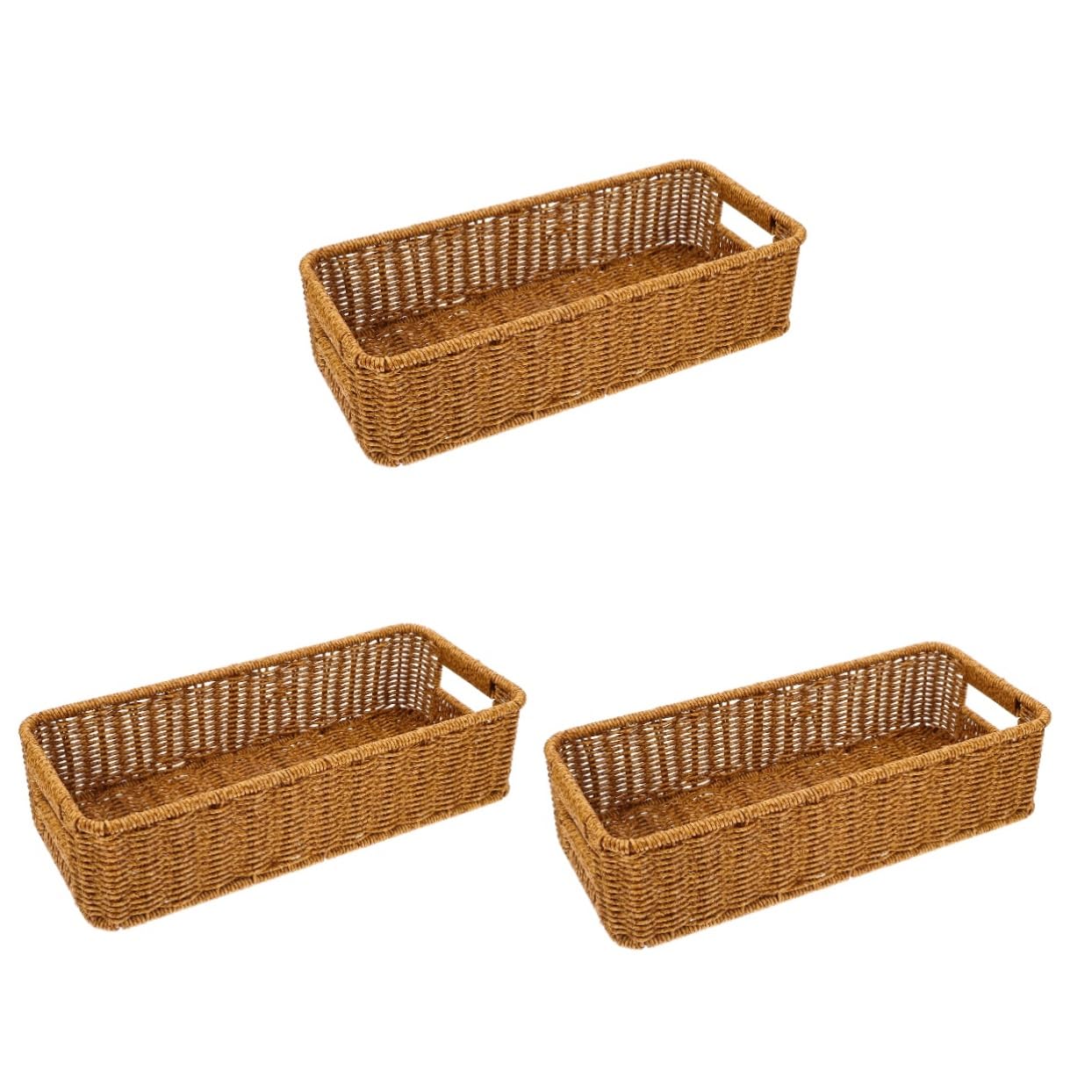 3piezas Cesta De Almacenamiento De Imitación De Ratán para Utensilios De Cocina Organizador Decorativo De Mesa para Cubiertos Cesta Multifuncional para Cocina y Comedor