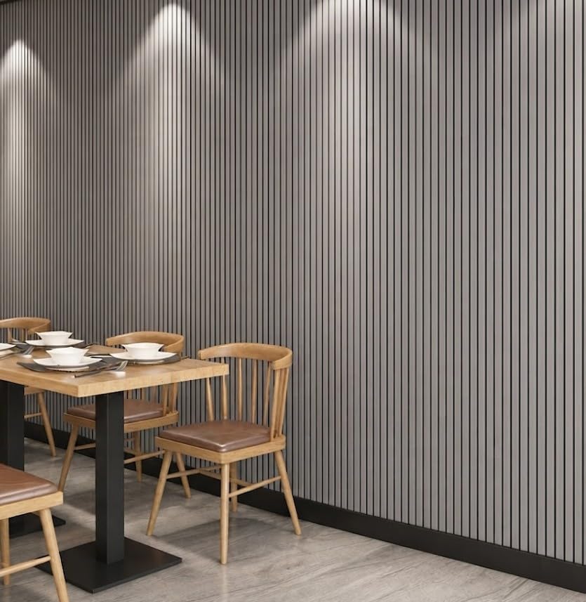 Image of Wood Grain Wall Panel 2 Ft x 10 Ft | Self Adhesive PVC Foam Wallpaper Roll | Soundproof, Moisture Resistant, Peel & Stick Wood Texture for Wall, Ceiling, Bedroom & Living Room (Light Gray)