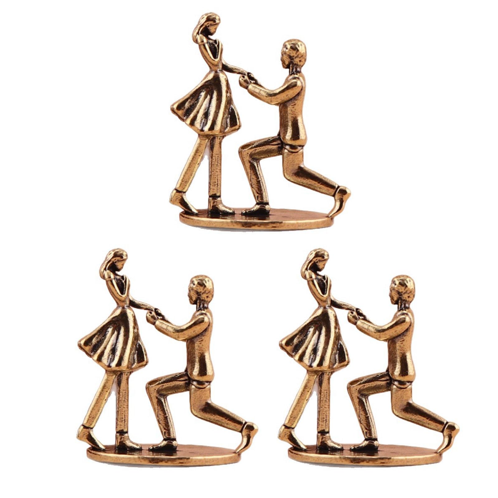 Shunzhong Romantics Proposal Couple Statues Brass Couple Figurines Sculptures Home Decors Table Ornament Anniversary Wedding Gift Proposal Statue