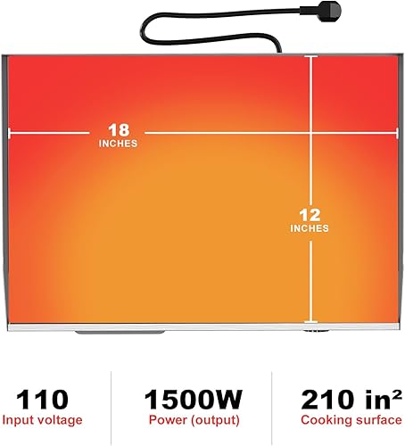 Miniatura 2 de Plancha eléctrica comercial de 18 pulgadas, plancha eléctrica de hierro fundido con material de acero inoxidable y antiadherente, plancha comercial
