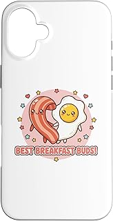 Best Breakfast Buds Cute Kawai Bacon Egg Hungry Couples Case for iPhone 16 Plus