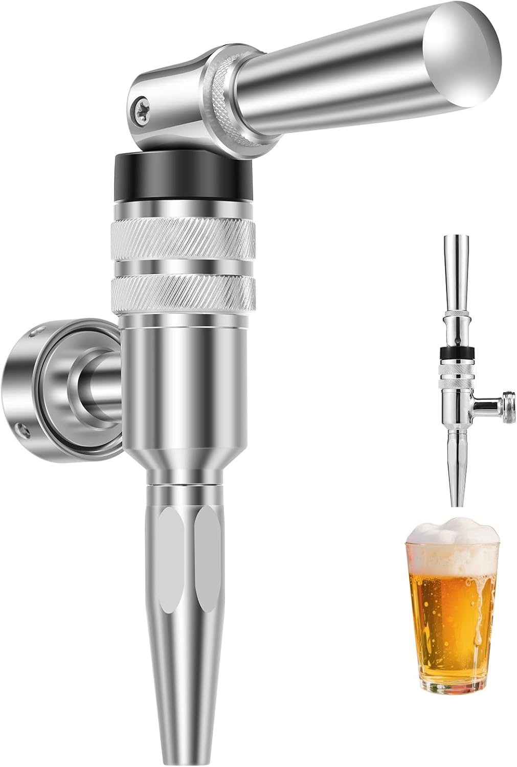 304 Stainless Steel Stout Beer Faucet for Pub Bar Nitro Coffee Tap Leak Proof Nitrogen Keg Faucet Compatible with Most Kegerators for Cold Brew，Brew Homebrew Making Beer Dispenser tap Brewing Accessor