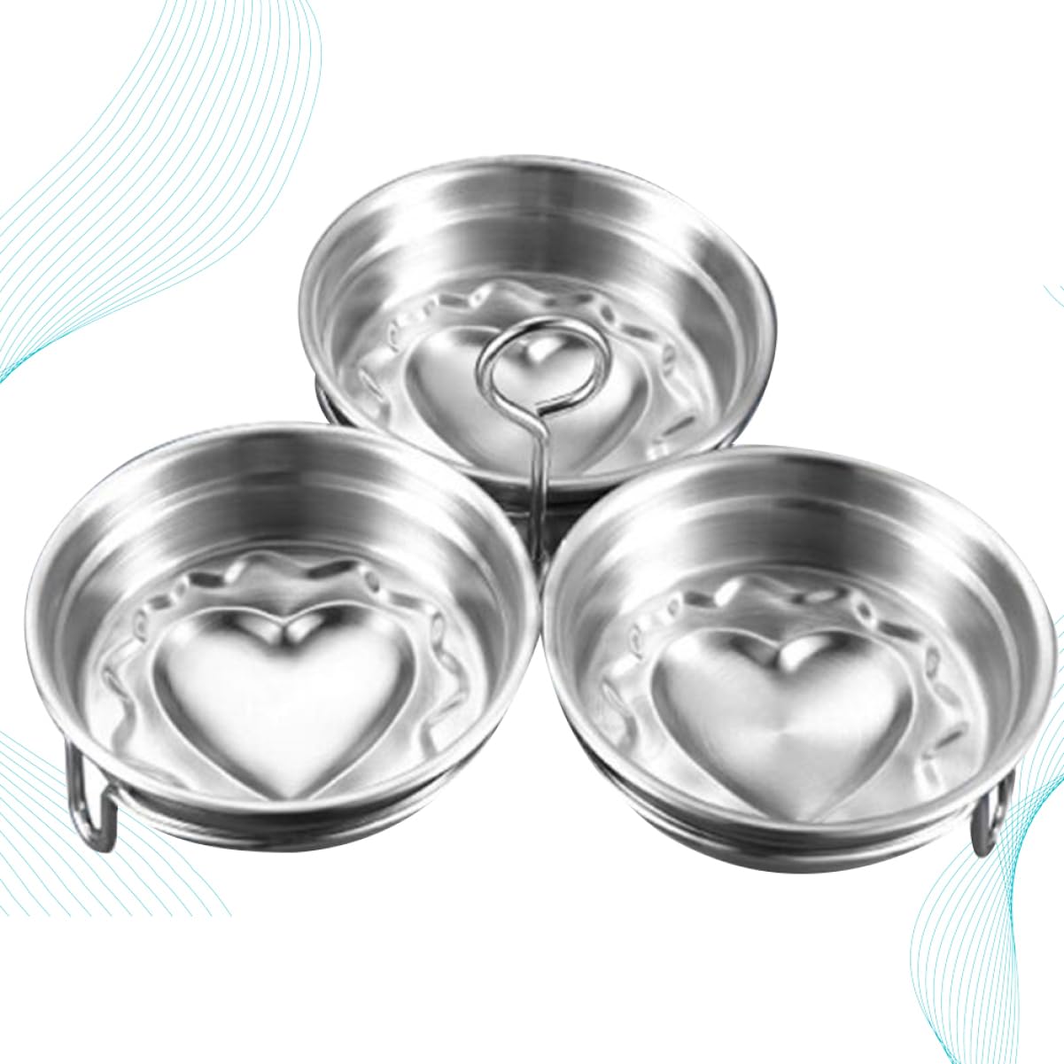 FUNOMOCYA 3Pcs Stainless Steel Egg Shaper Set Heart Shaped Egg for Cooking Baking Tool for Eggs Pudding and Snacks Easy to Clean Kitchen Gadget