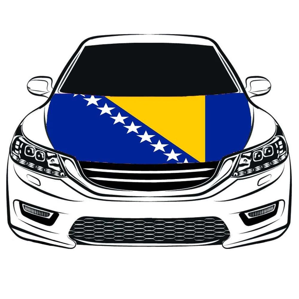 Moda Protezione Cofano Bandiera Bosnia Ed Erzegovina - Copri Cofano Auto 3.3×5Ft Tessuti Elastici