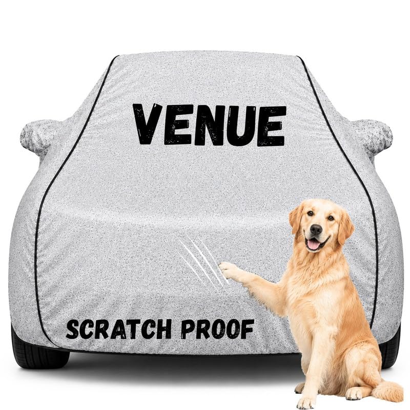Image of Pure Fabric Silver 100% Waterproof Venue Car Cover | Polyester Car Body Cover for Rain & Sun | UV Protection, Dustproof, Scratch Resistant, Windproof, Heat Resistant, Custom Fit