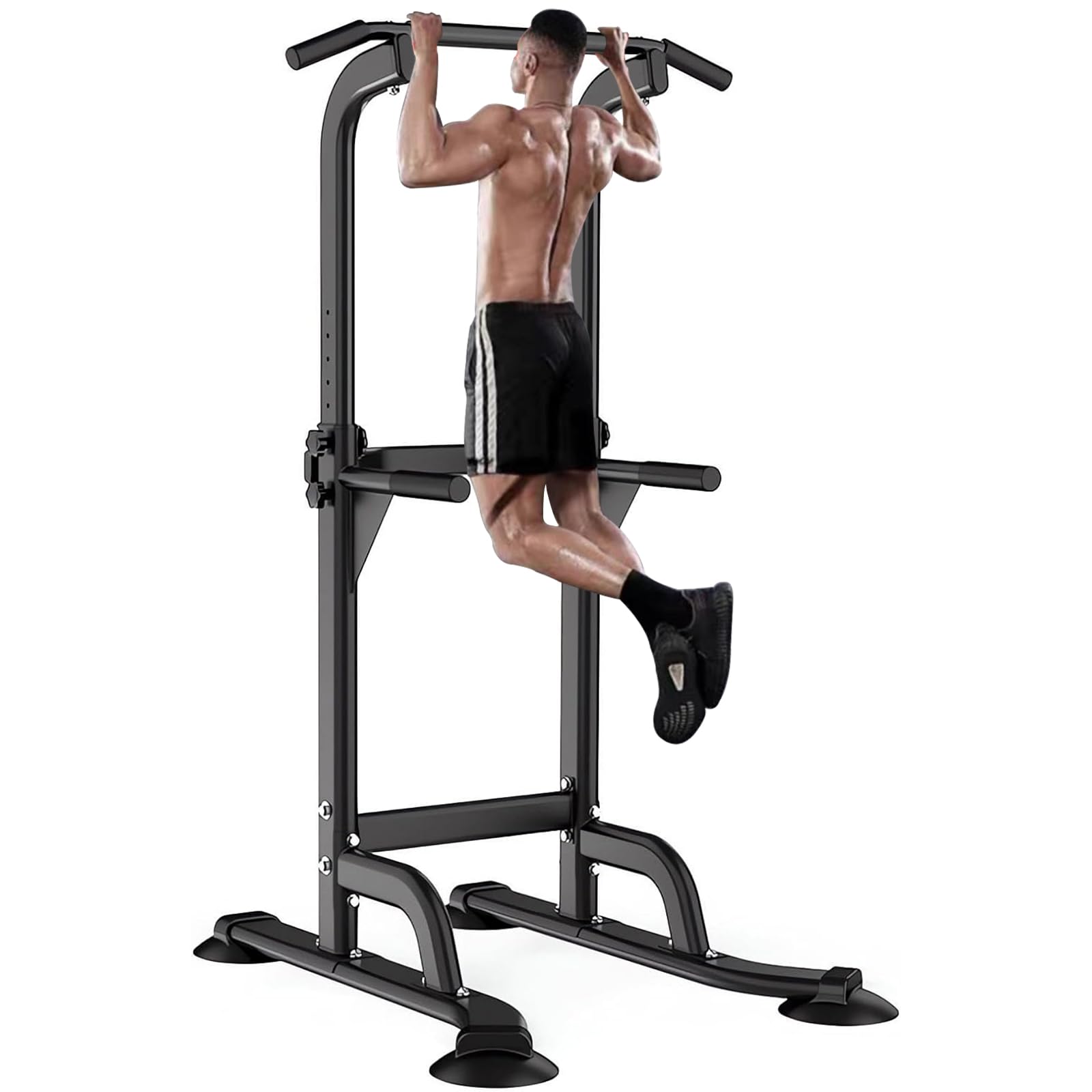 lureonthe Power Tower, Dip Station Pull Up Bar for Home Adjustable Height Multifunctional Home Strength Training Fitness Exercise Equipment, Simple Installation, Home Fitness Equipment