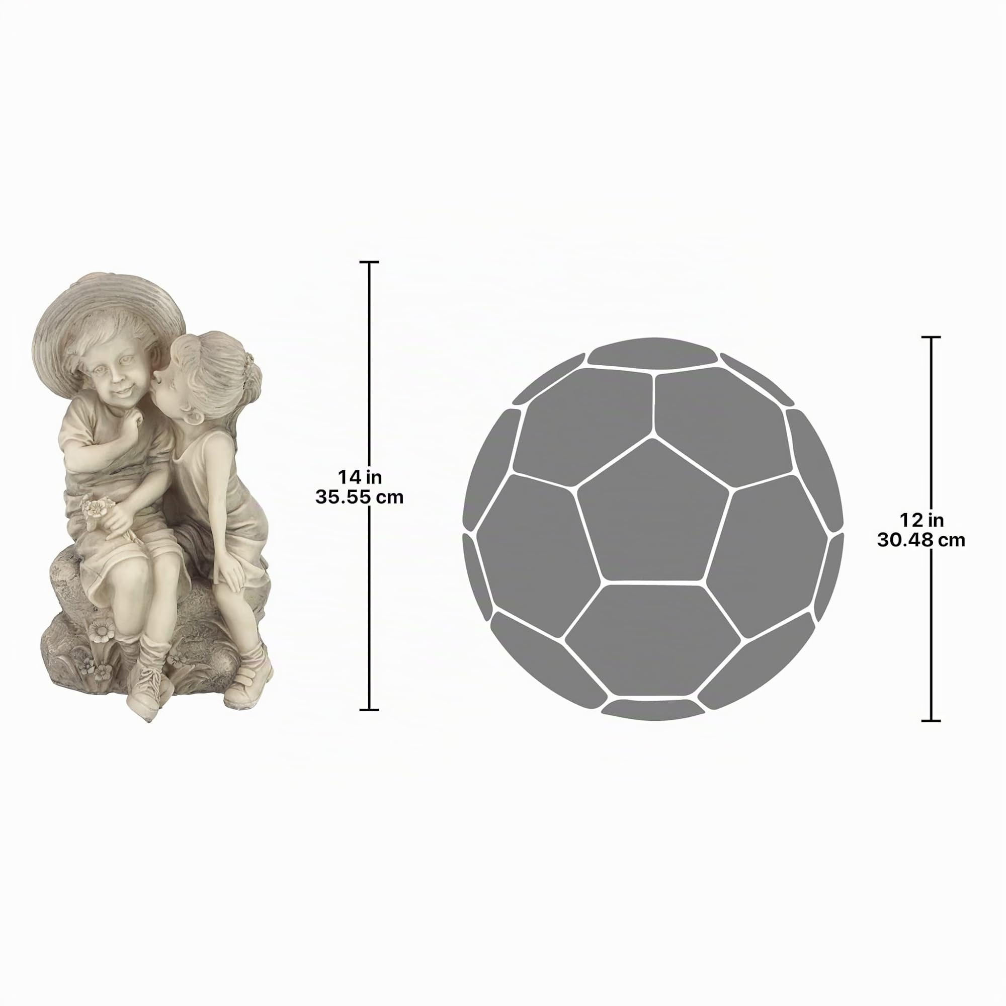 Design Toscano Baisser Enfants Fille et Garçon Statue De Décor De Jardin, 35.5 cm, polyrésine, pierre antique