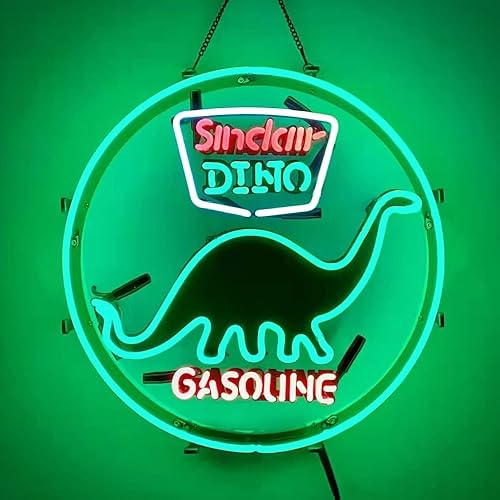 Sinclair - Letrero de neón de dinosaurio para paredes, de cristal real, para bar, cueva de hombre, garaje, pub, club, sala de juegos, restaurante,