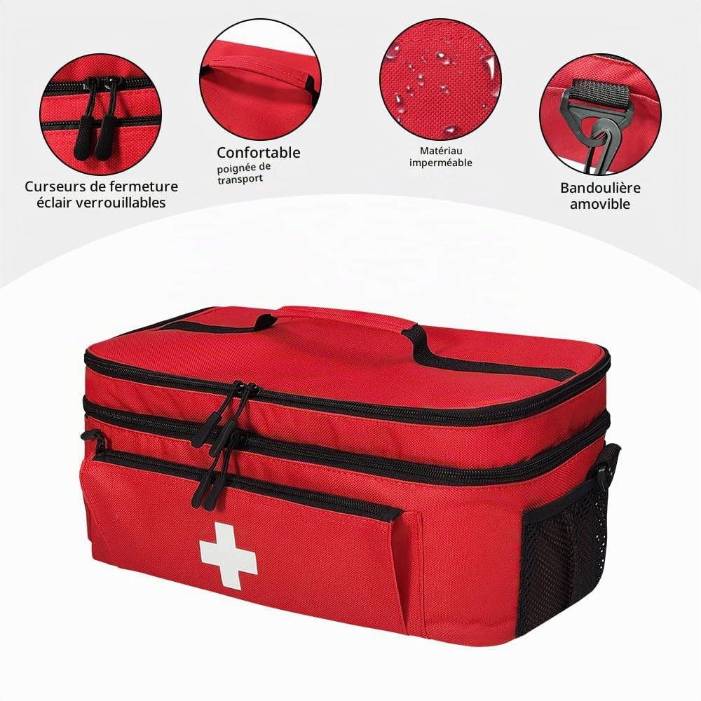 Sac Médical à Double Couche Vide, Sac de Transport de Stockage de Premiers Soins,Organisateur de Bouteille de Pilule pour Les Trousses médicales d’Urgence pour la Maison, Voyage, extérieur