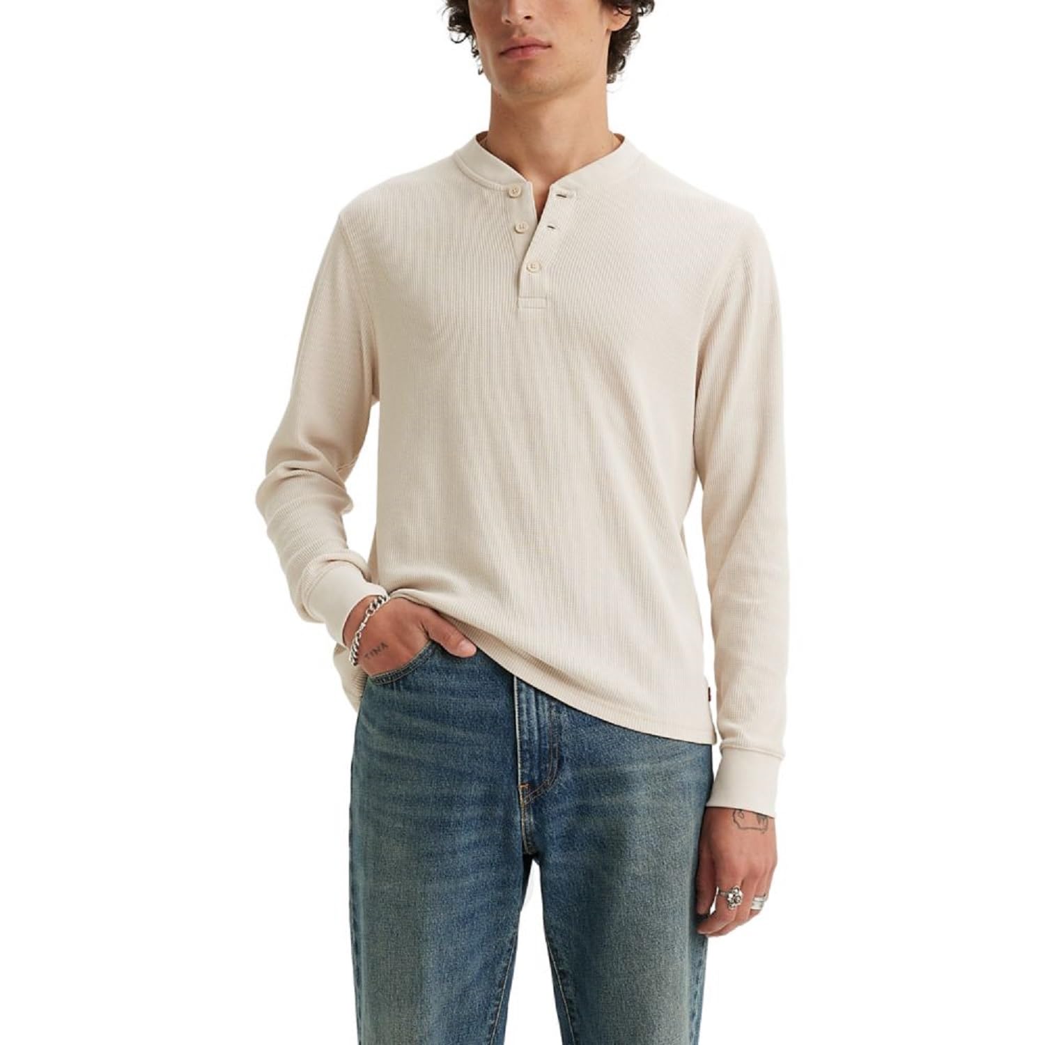 Levi's Men's LS THERMAL 3 BTTN HENLEY, Greys, L UK