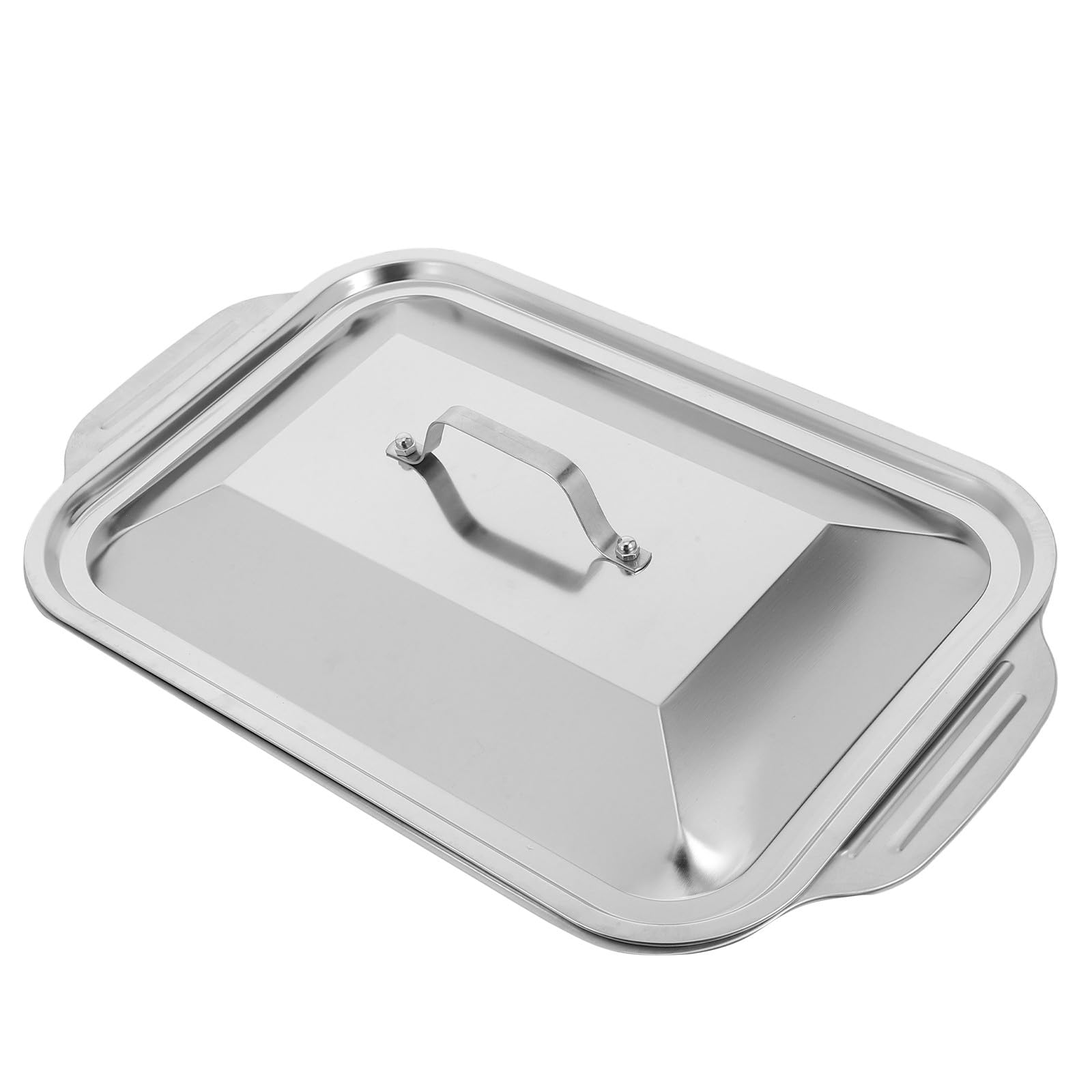 Tofficu Bandeja para Asar Alimentos para Hornear de Acero Inoxidable Rectangular con Tapa, Diseño Profundo y Resistente en Reuniones Familiares y Cocina