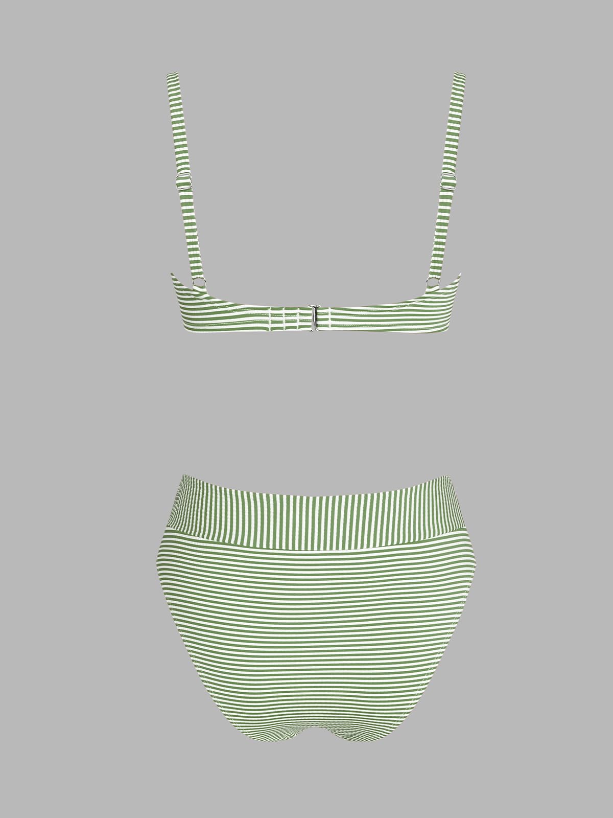 CUPSHE Damski zestaw bikini, dwuczęściowy strój kąpielowy, wysoka talia, wysoki krój nogawek, zapięcie na haczyk, kostium kąpielowy