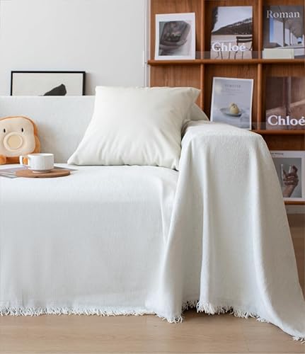 Funda blanca para sofá, funda de felpilla lavable para sofá de 2 plazas, sofá biplaza para mascotas, decoración del hogar y sala de estar con