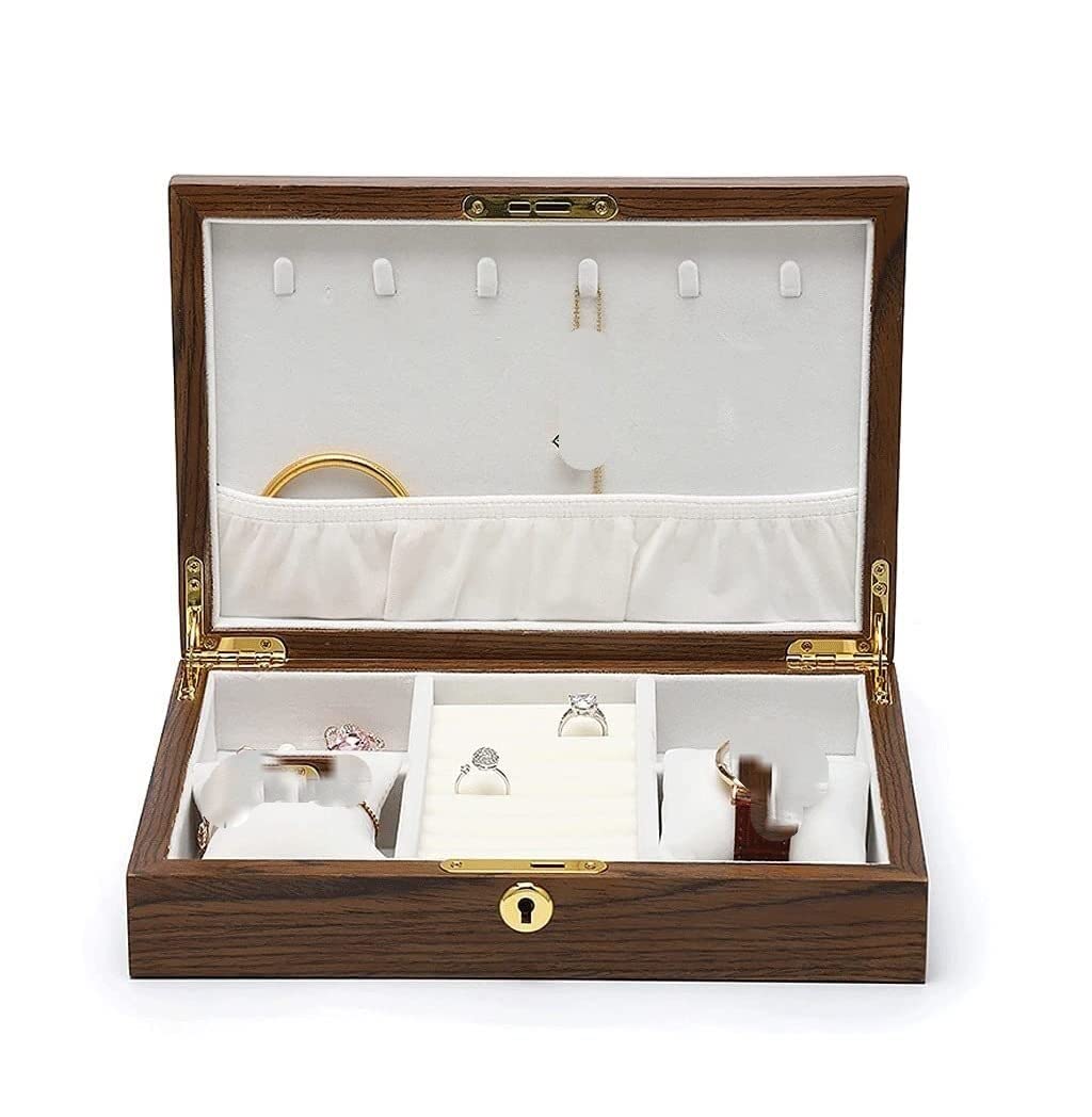 YNIYUJKL Watch Case Jewelry Display Box Ladies And Men'S Bracelets Rings Watches Wooden Storage Box, With Key Lock Watch Box,A-28 * 19 * 6Cm,B-28 * 19 * 6Cm