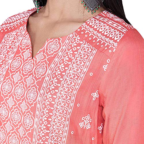 Image of global desi Womens Notched Neck Printed Kurta And Pants Set