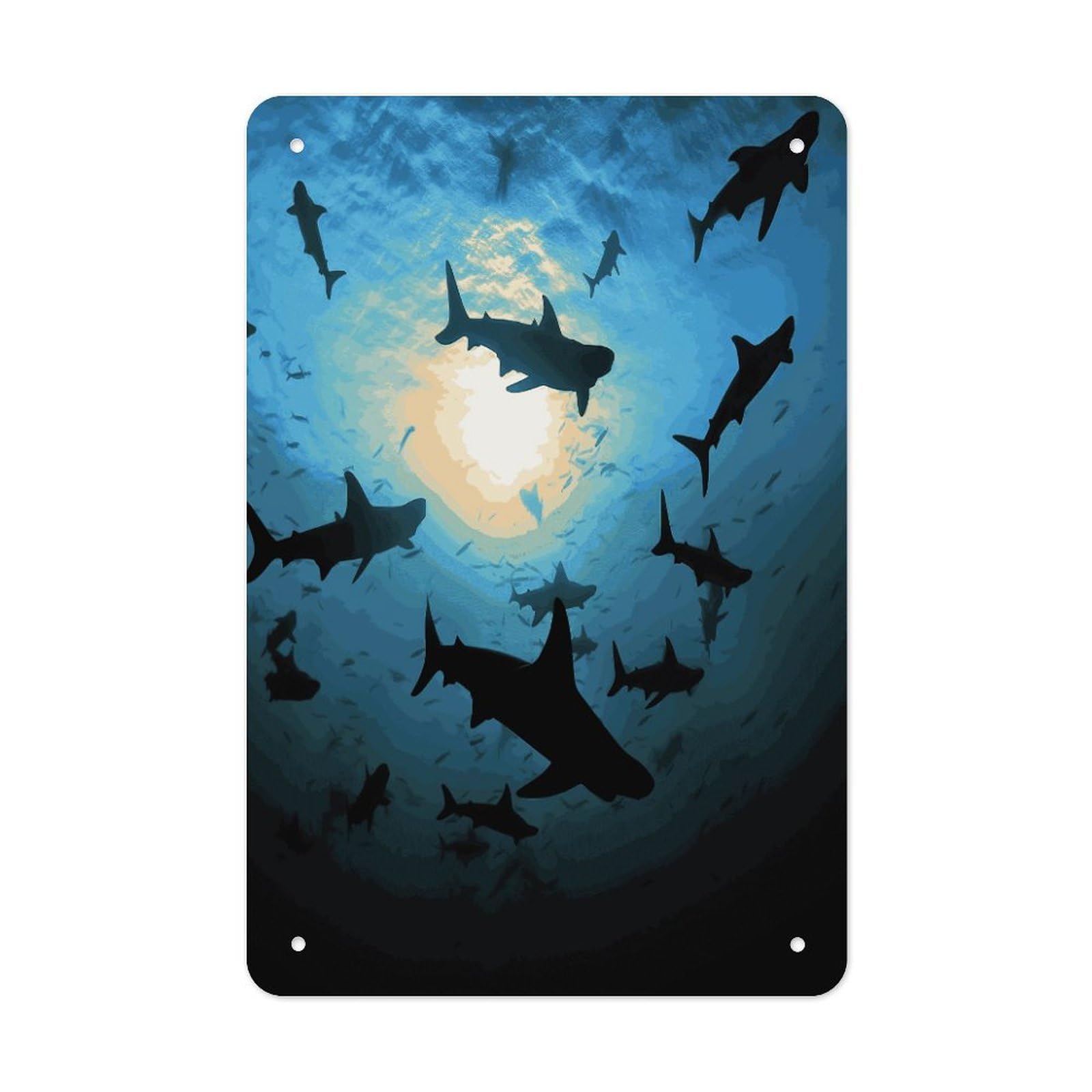 Btcowzrv Style Hammerhead Sharks Metal Tin Sign Wall Decor Hanging Plaque