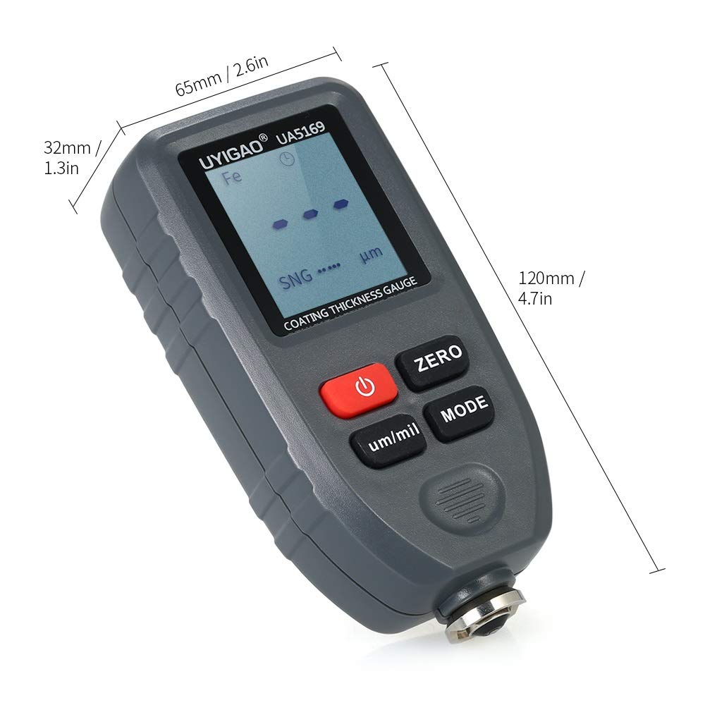 Retroiluminación de Mano Pantalla LCD Pantalla de Pintura Digital Medidor de Espesor Medidor de Pintura de automóvil Probador Función automática Fe/NF