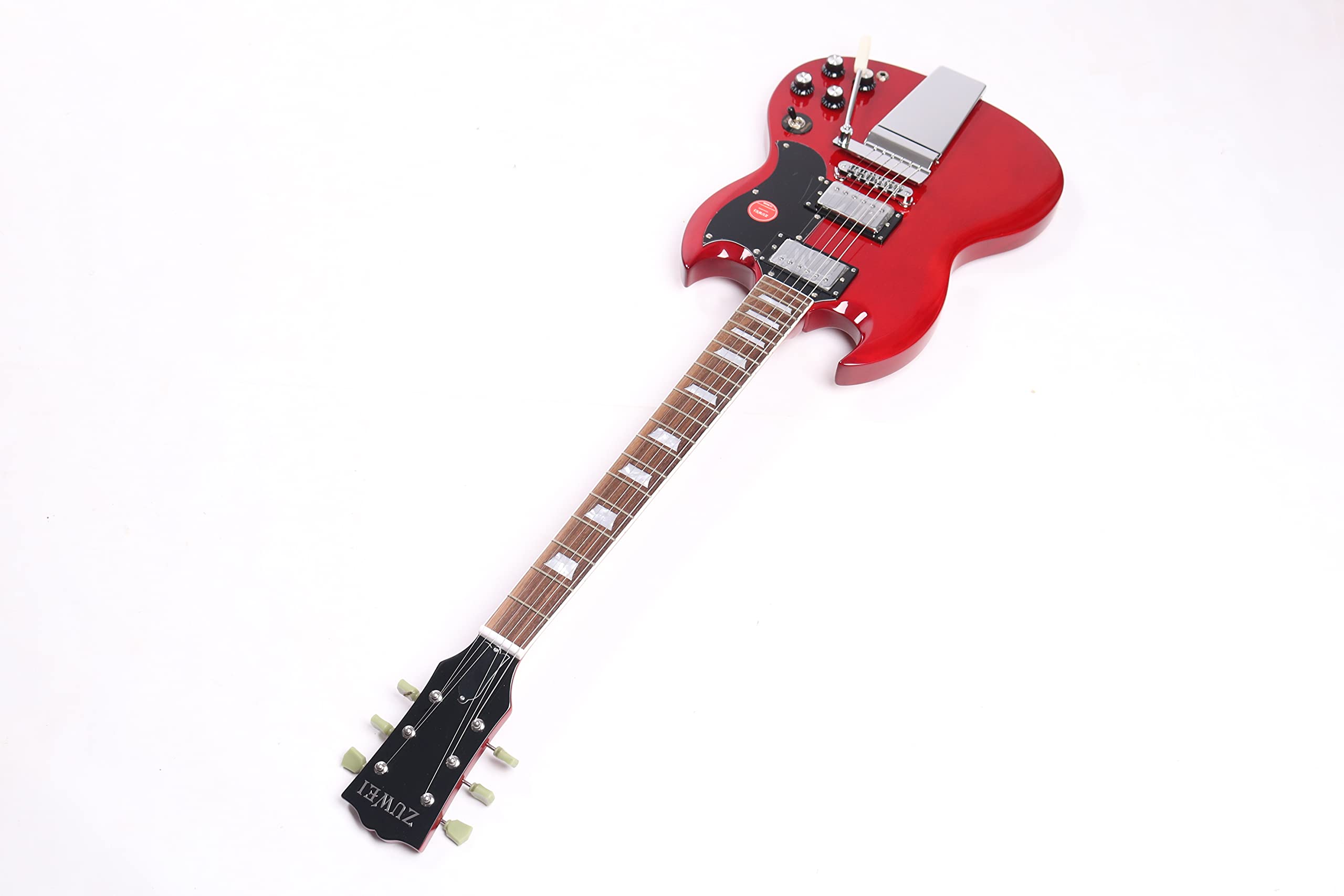 SG Guitarra Eléctrica 6 Cuerdas Rosewood Diapasón Guitarra Cromo Hardware con Bolsa - Rojo